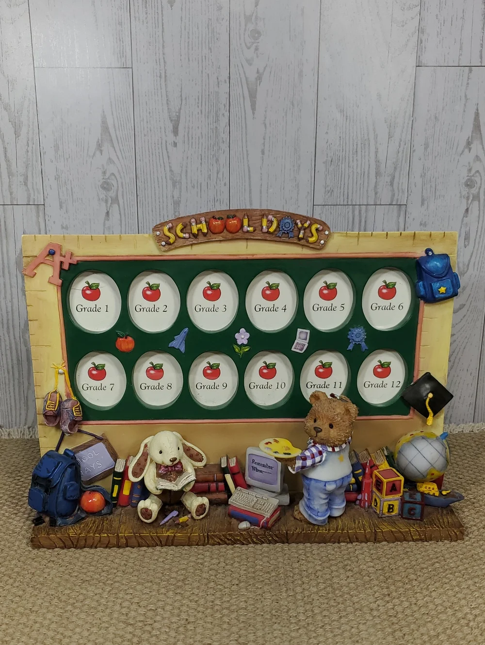 School Days Picture Frame Bear and Bunny Grades 1-12